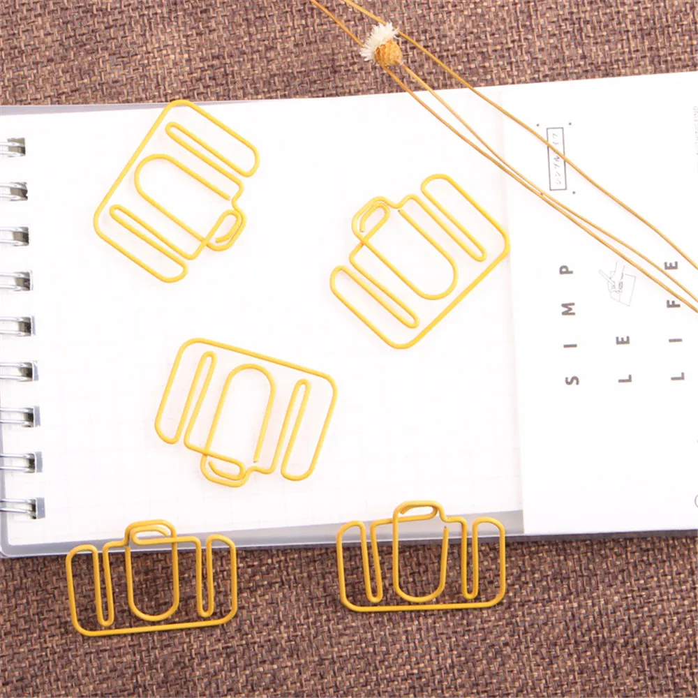 

10pcs Gold Briefcase Shape Paper Clips Escolar Bookmarks Photo Memo Ticket Clip Stationery School Supplies Gifts