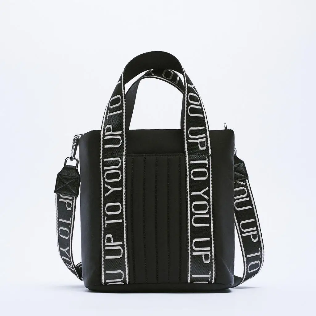 

Winter Letter Strap Shoulder Bags for Women Black Ladies Top Handle Bag Fashion Female Tote Handbag Small 2021 Shoppers