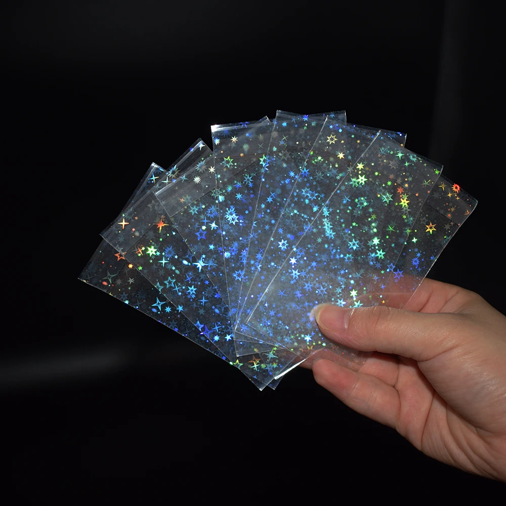 100Pcs Tarot Foil YGO Little Star Seal Laser Clear Sleeves Korea Idol Photo Holographic Protector Trading Card Cover | Спорт и