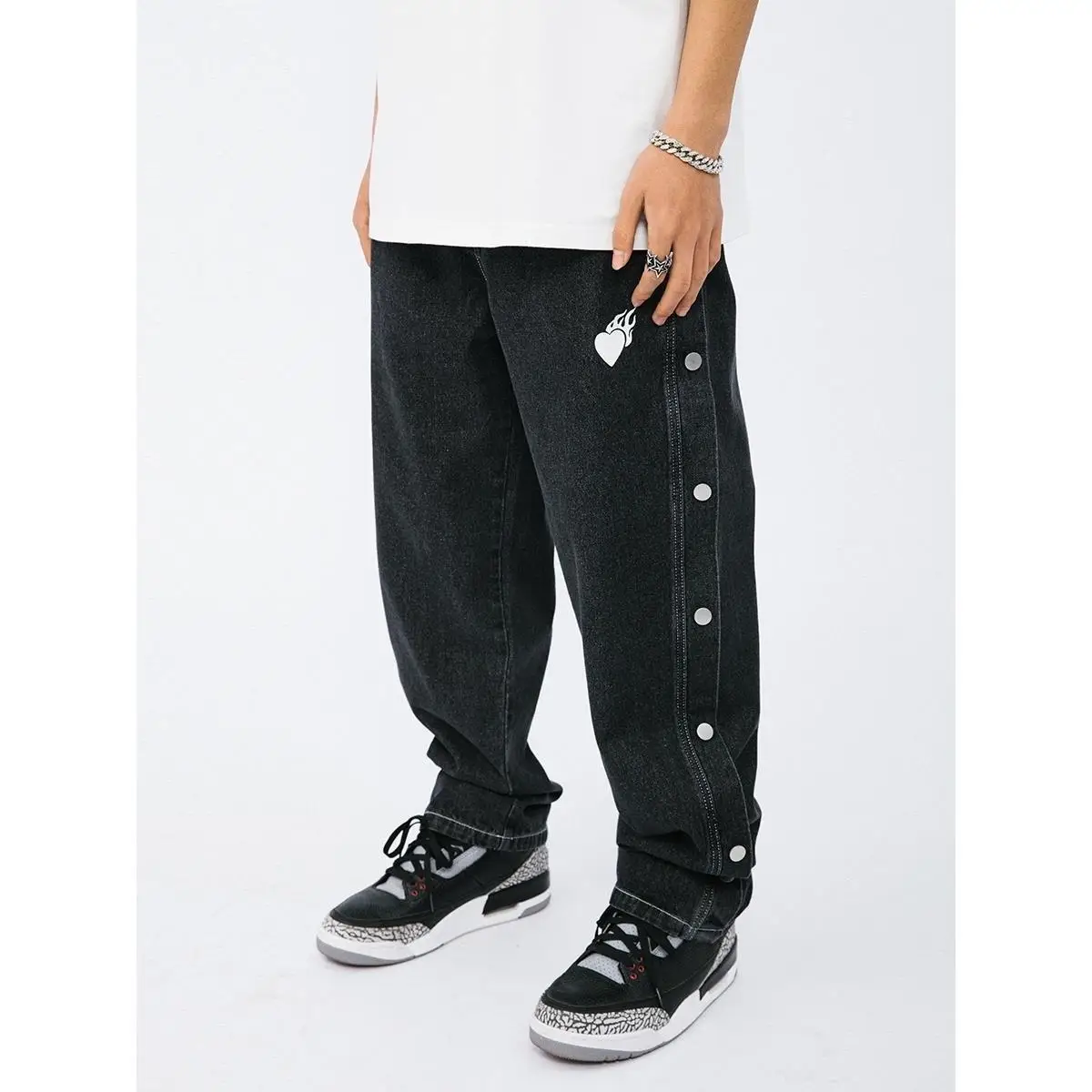 LORDLDS Men Black Denim Pants Fashion Trousers Oversized Loose Style Wide Leg Cargo Jeans High Waist Streetwear Punk Clothes