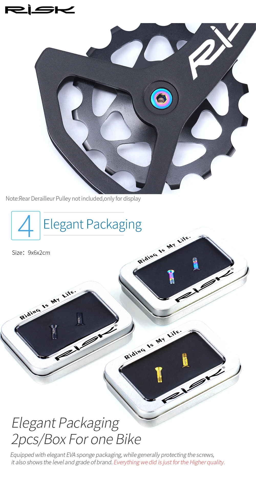 

Bike Rear Derailleur Jockey Wheel Fixing Bolts,Hollow TC4 MTB Road Bicycle Derailleur Roller Screws,M5*14.2 Superlight Bolts