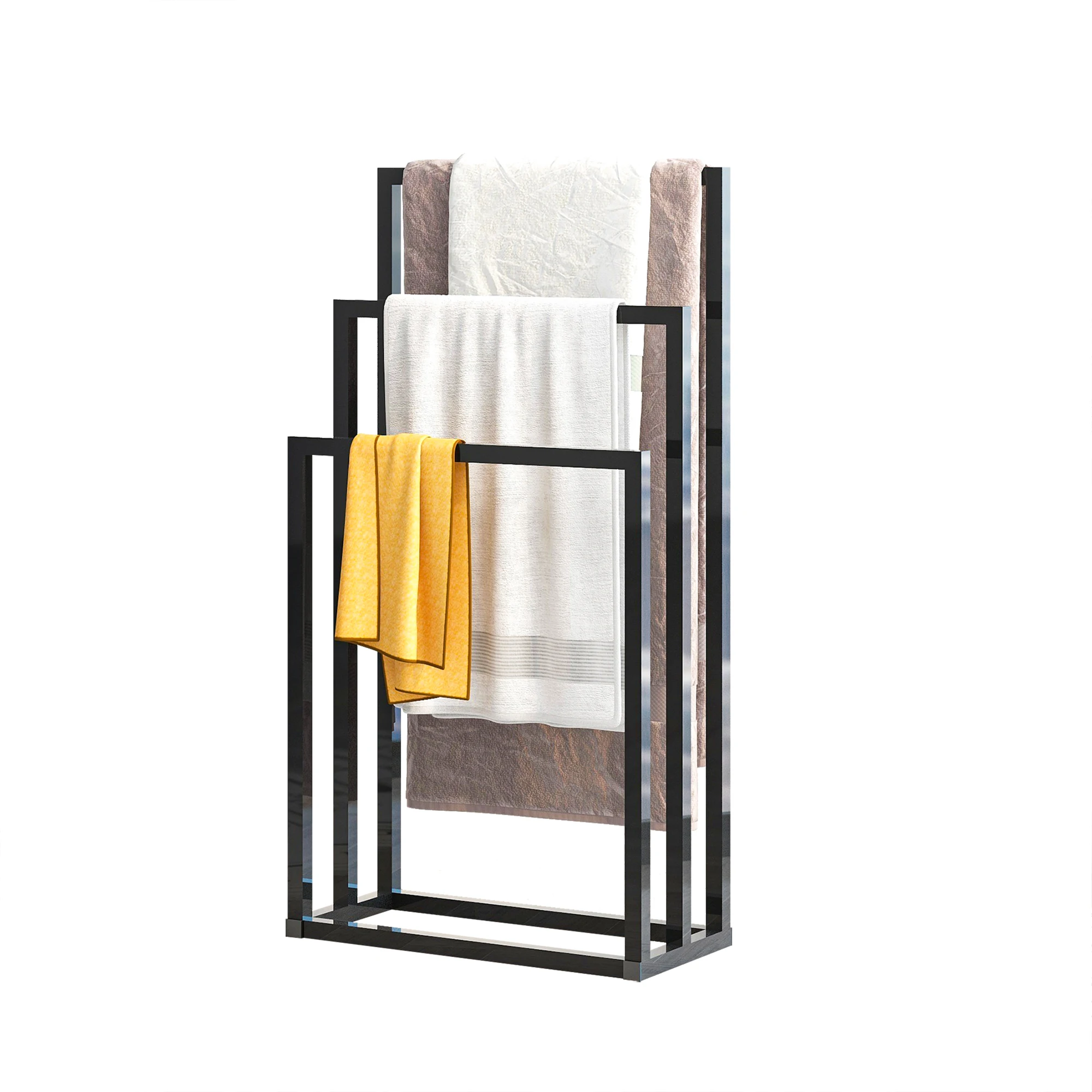 

Metal freestanding towel rack 3-layer towel rack storage rack bathroom multi-layer towel rack for bathroom accessories black