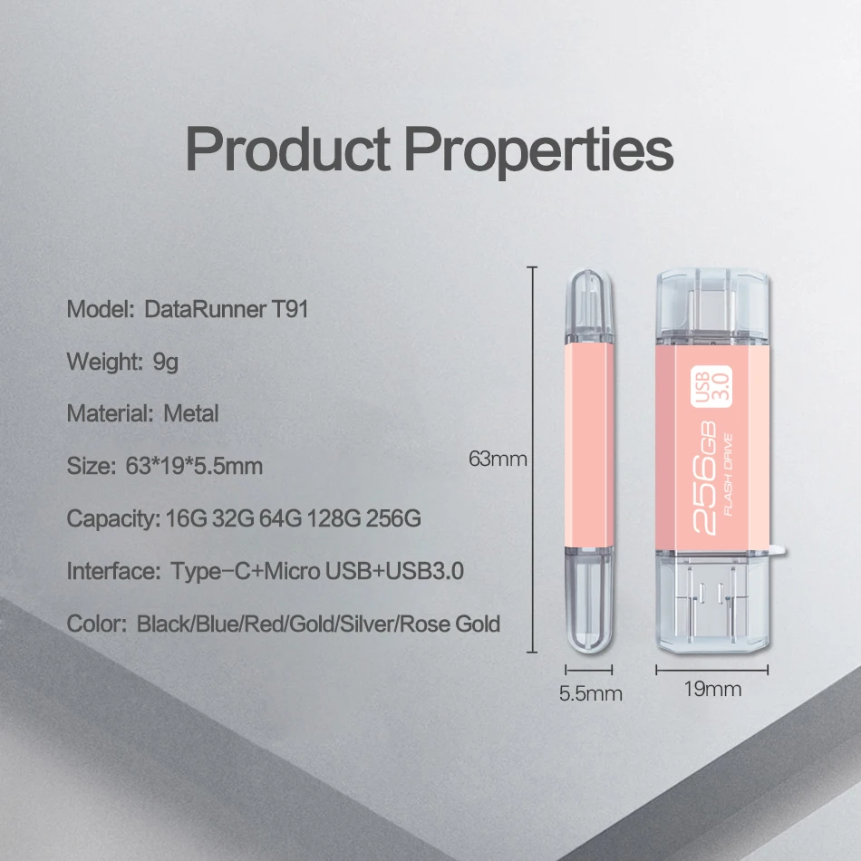 Новый Usb 3 0 DataRunne OTG USB флеш-накопитель Тип C для iPhone/Android/PC 16 ГБ 32 64 Гб 128 256 Флешка