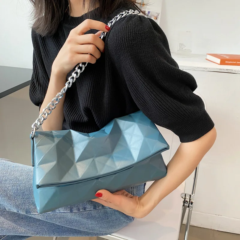 

Brand-name Luxury Messenger Handbags 2021 Summer New Three-dimensional Rhombic Shoulder Bag Texture Chain Handbag