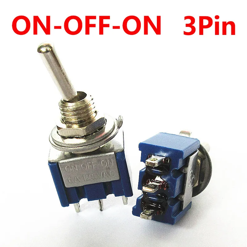 10 шт./5 шт. миниатюрный переключатель однополюсный двойной бросок SPDT DPDT ON-OFF-ON 120VAC 6A