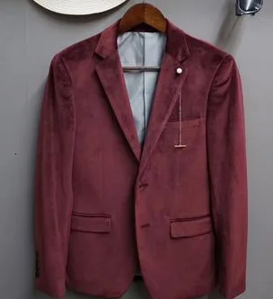 red blazer Деловой костюм-смокинг для жениха, блейзер и Apnt, темно-красный, серый роскошный бархатный костюм, мужской свадебный костюм/пиджак+ жилет+ брюки - Цвет: red blazer