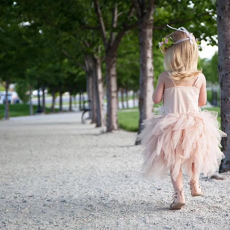 

1-8 Year summer autumn children clothing Sling skirt feather fantasy girl princess dress children host pettiskirt birthday dress