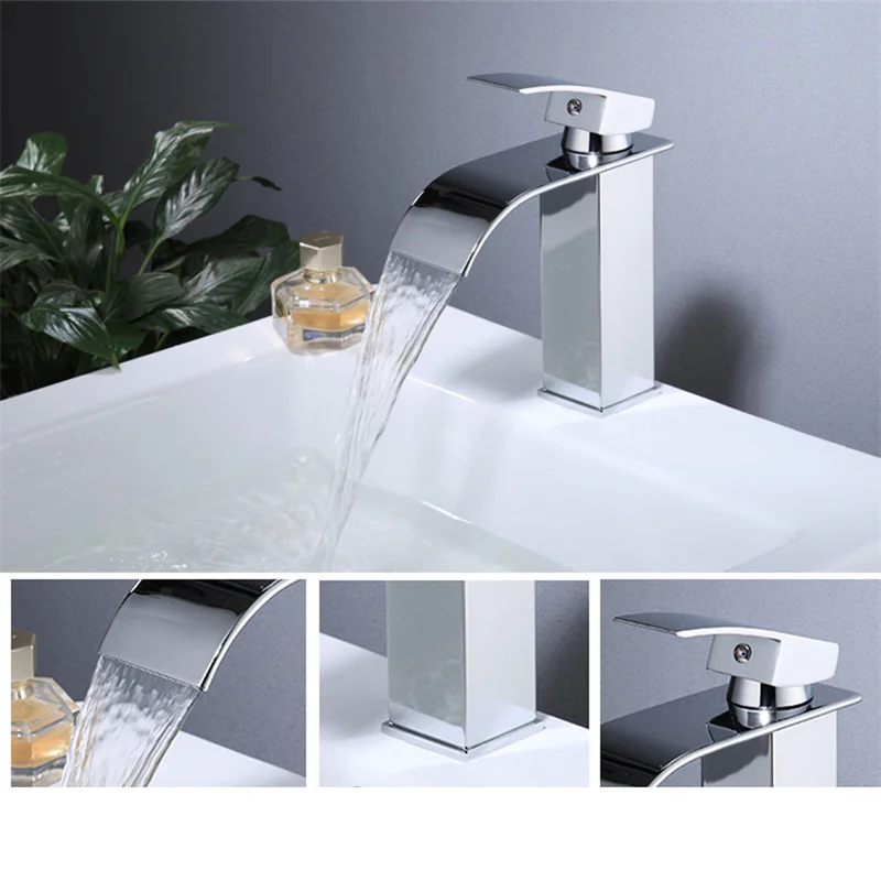 

Deck Mount Waterfall Bathroom Faucet Vanity Vessel Sinks Mixer Tap Cold And Hot Water Tap