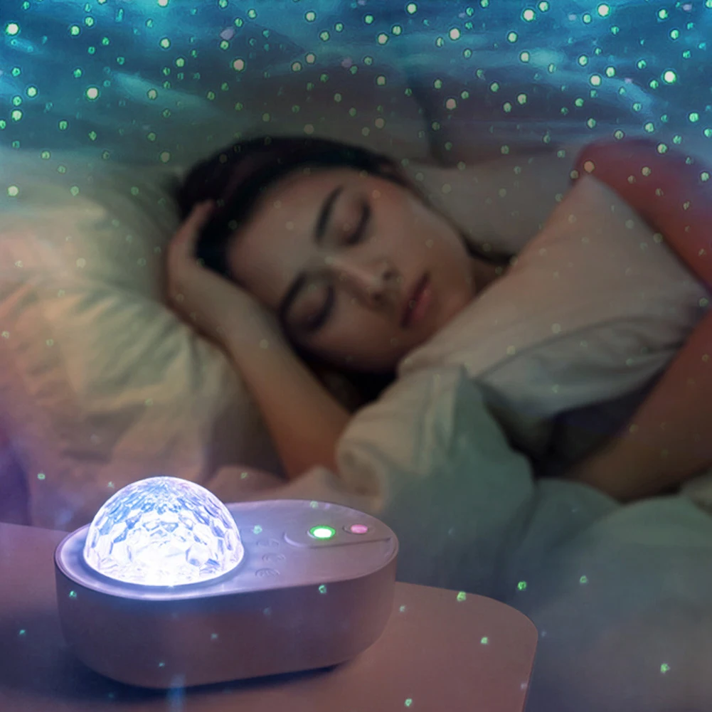 

Colorful LED Starry Sky Water Wave Projector Night Light Bluetooth USB Projector Music Sound-Activated Sleeping Bedside Lamp
