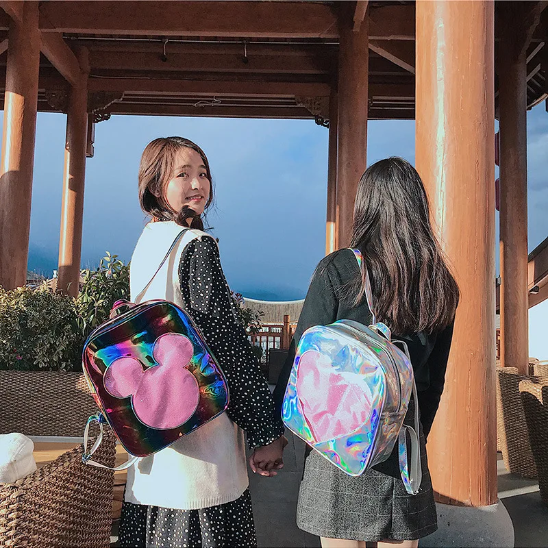 Модный милый женский рюкзак Disney с Минни лазером дорожный вместительный школьный