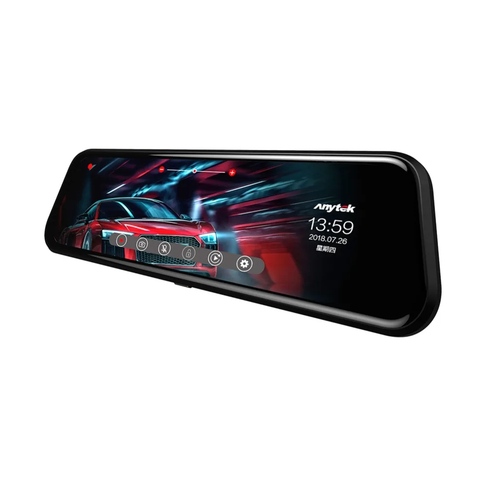 Anytek T12+ 9,66 дюймов сенсорный экран DVR Автомобильная камера с двойным объективом видеорегистратор для вождения ночное видение зеркало заднего вида