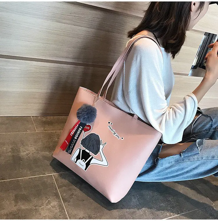 

2021 New Korean Version Cartoon Pattern Shopping travel Photo Shoulder Bag