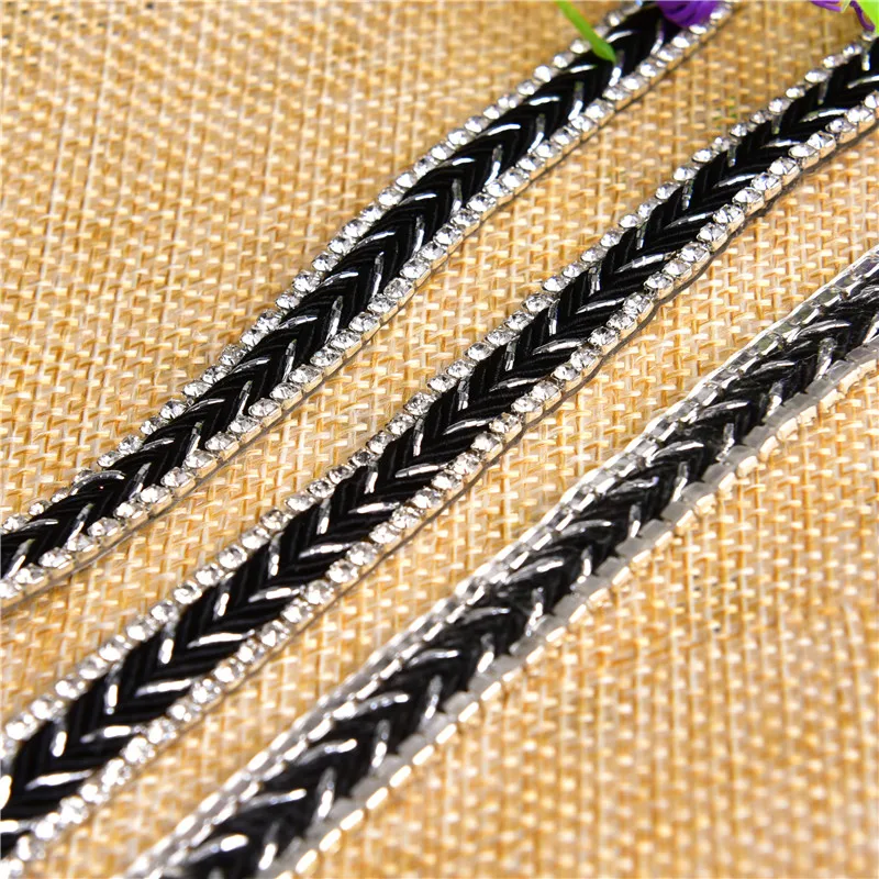 2 ярда Горячая фиксация Стразы обвязка утюгом на ленте цепочка аксессуары для