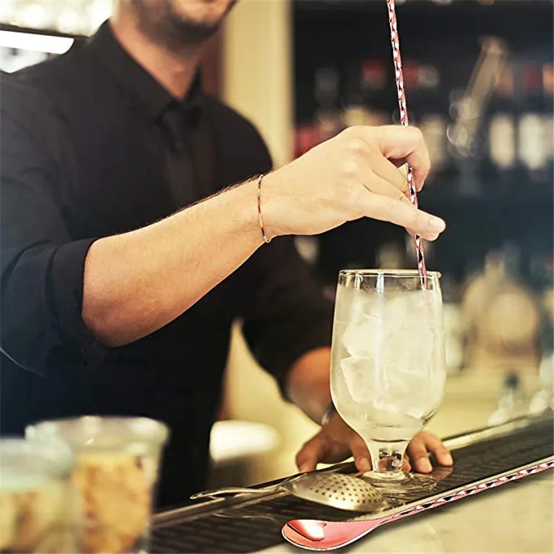 Розовое золото коктейльное ложка бар перемешивание для перемешивания шейкер