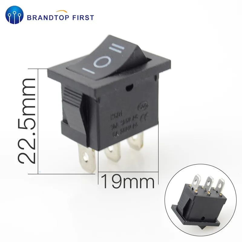 21*15 мм Черный Красный SPDT On/Off/On AC 6A/250V 10A/125V 3 контактный клавишный переключатель для