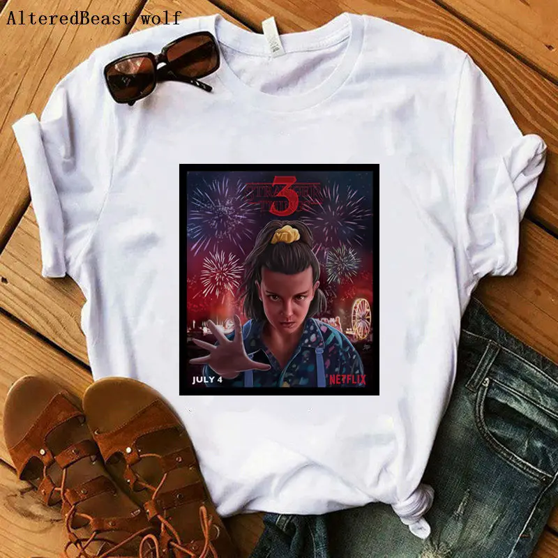 

Stranger Things 3 Hipster women print tops eleven Graphic T-shirt casual vogue T Shirt Summer Fashion Harajuku Eleven t shirt