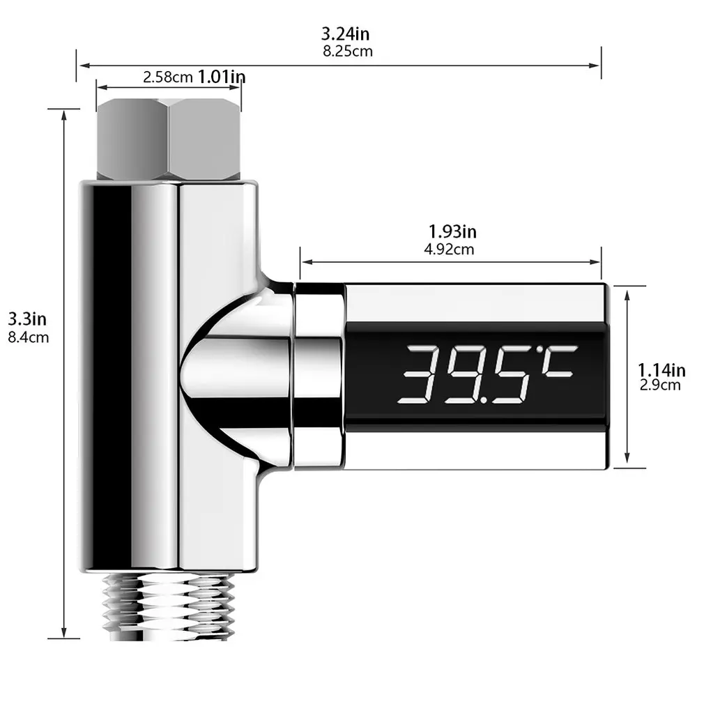 

LED Display Water Shower Thermometer Self-Generating Electricity Water Temperature Monitor Energy Smart Meter thermometer