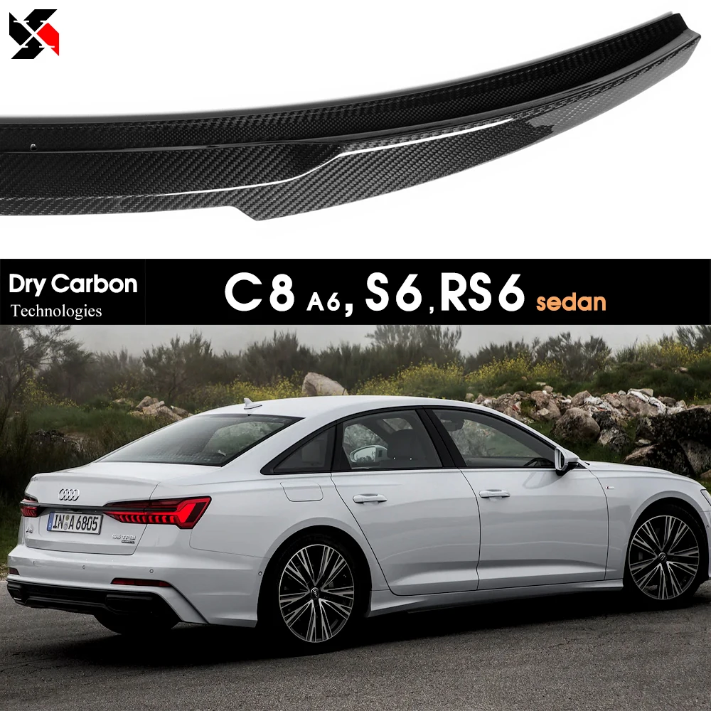 

Dry Carbon Fiber Rear Trunk Spoiler Heckspoiler Deck Wing Duckbill for Audi A6 C8 S6 RS6 4-Door Sedan 2019 - 2025