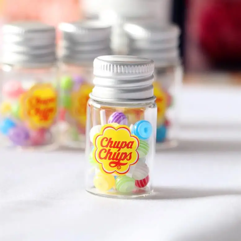 

1:12 Miniature Food Dessert Sugar Candy in glass bottle For Doll House 1/12 Kitchen Furniture Toys Accessories
