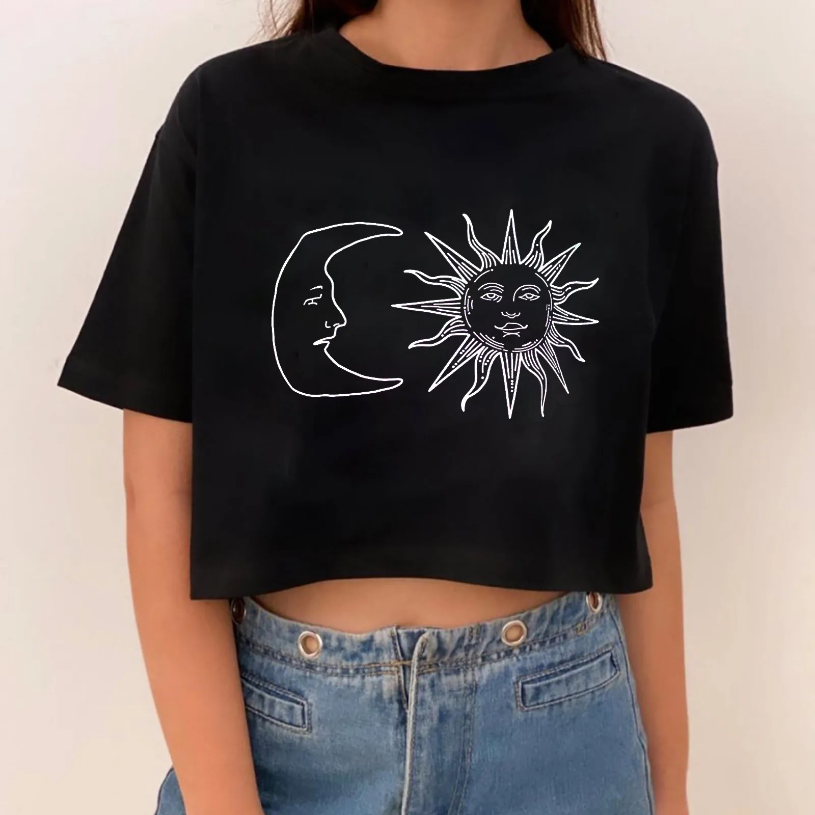 

T-Shirts Top Women Women's Blouse T-shirt Kawaii Woman Clothing Tops Clothes Short Sleeve Stitch Anime Crop Female Blouses Tees