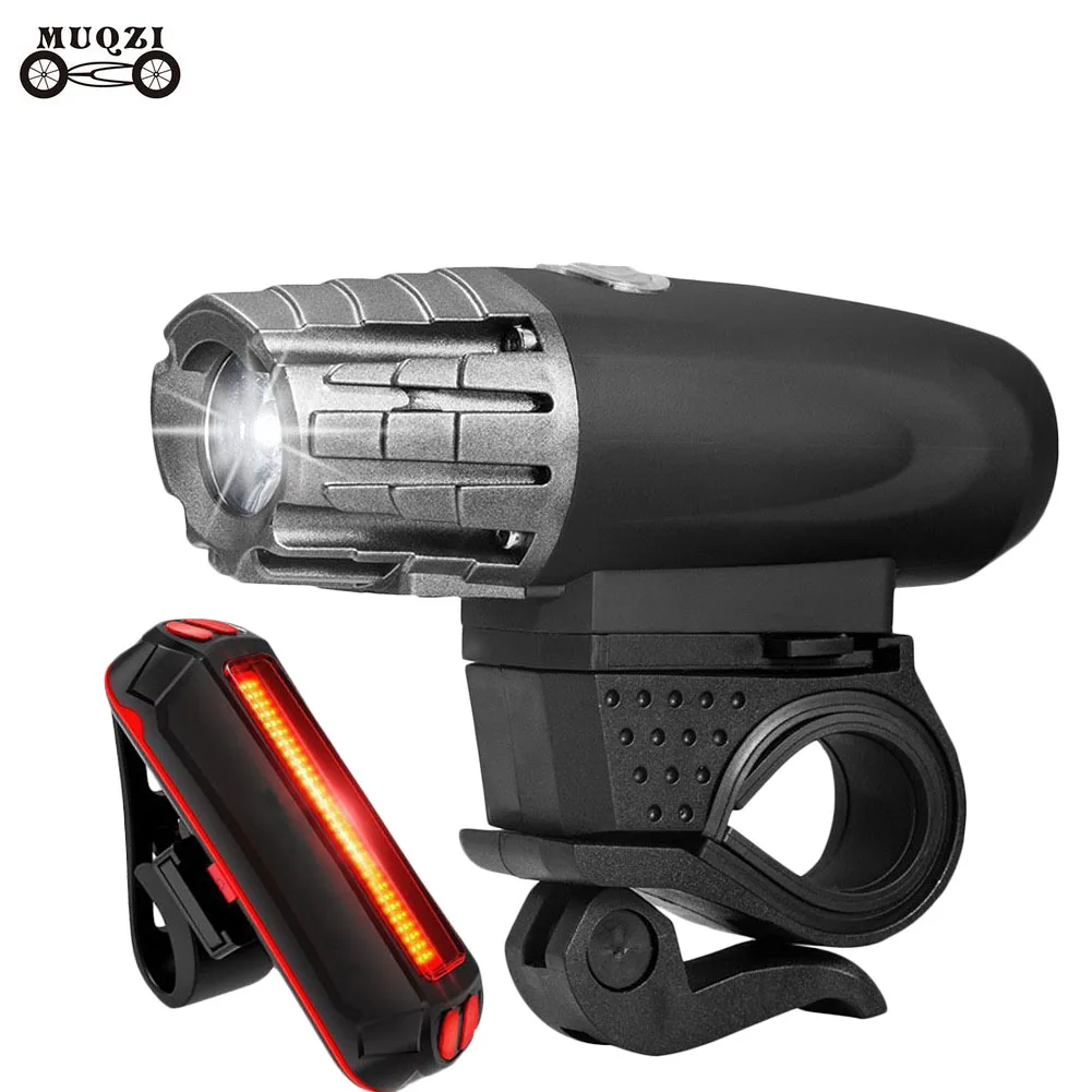 

400 Lumen Waterproof MTB Bike USB Recharge Front Handlebar Light +Rear Tail Lights Rechargeable Warning Flashlight