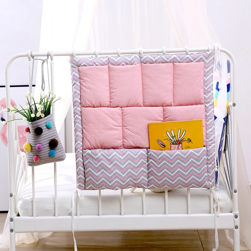 Bed Hanging Storage Bag Baby Nest Cot Bumper Bed Baby Cotton Crib Organizer Toy Diaper Pocket for Crib Bedding Sets Baby Matress