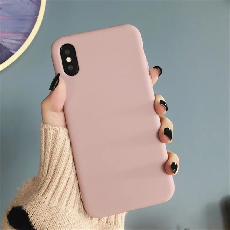 Силиконовый чехол однотонный симпатичный карамельного цвета для телефона iPhone 8 7