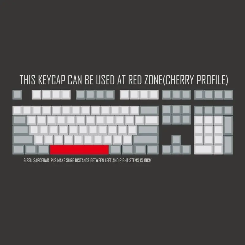 Пробел Keycap PBT пять Сторон краситель субкровать 6.25U Вишневый профиль клавиатуры