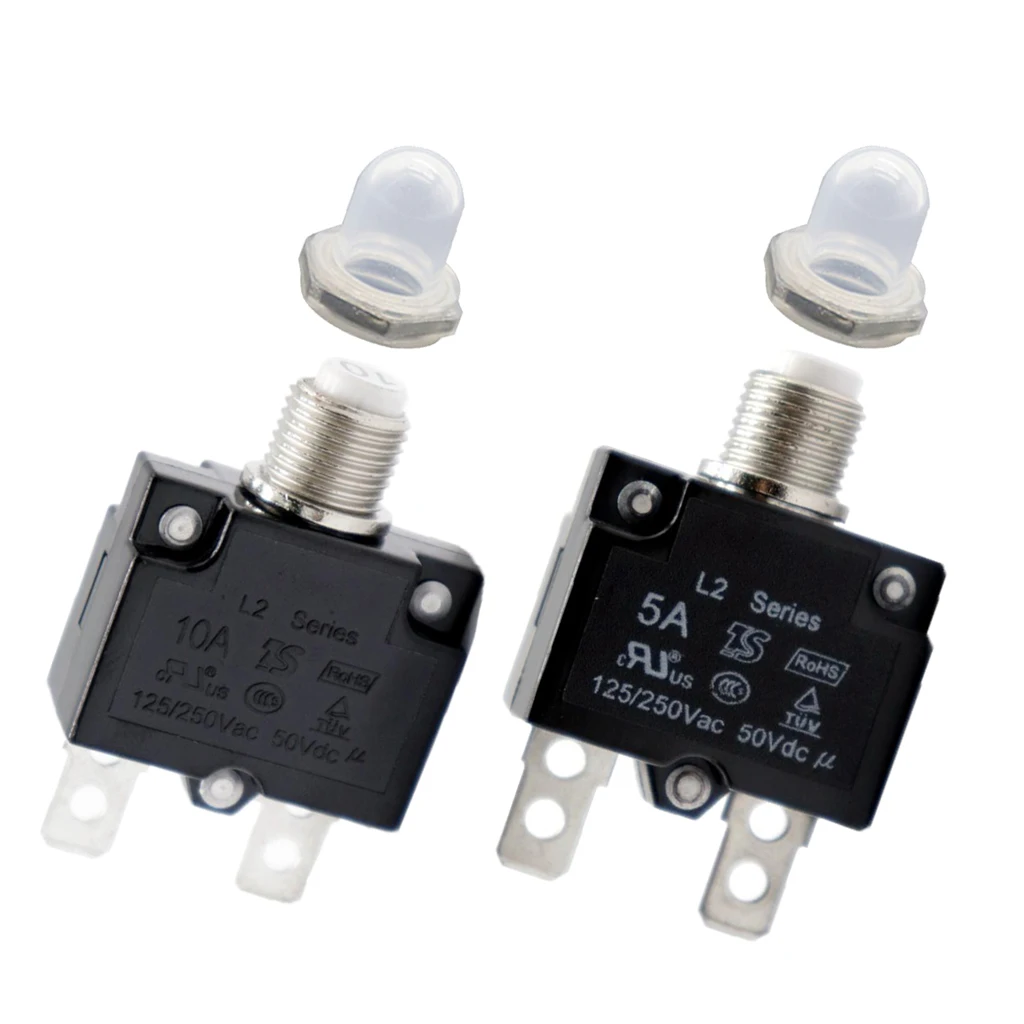 

2X 5A/10A Circuit Breaker Overload Protector Switch + Clear Waterproof Cap