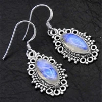 ofertas trendy milangirl fashion retro lady elegant moonstone stone marquise cut womenjewelry dangle drop earrings