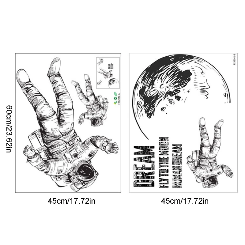 

Planet Astronaut Space Odyssey Wall Sticker for Kids Room Boy Bedroom Decoration Decals Mural Wallpaper