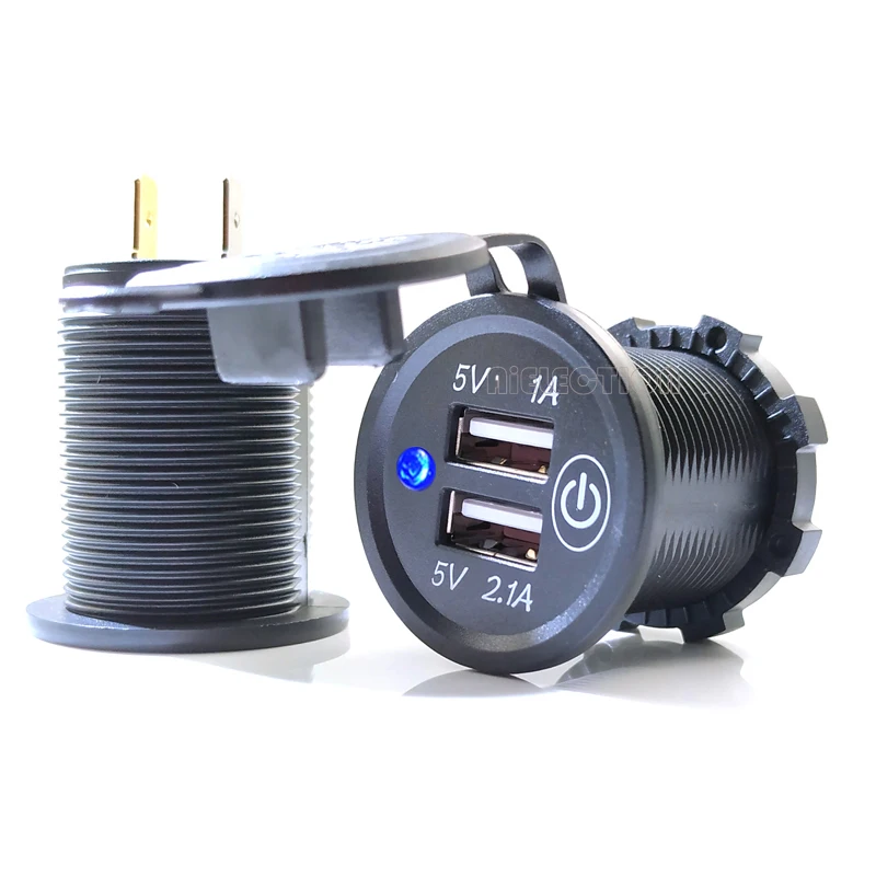 

DIY USB Charger 3.1A 12V/24V Waterproof Car Charger with Switch 60cm Cable for Car RV ATV Boat Marine Motorcycle Mobile