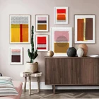 Абстрактный цветной блок плакат и печать минималистское полотно настенные картины Современный Середина века для гостиной домашний декор