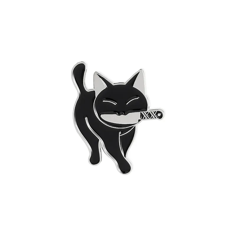 Кунг-фу Кот мультфильм брошь на лацкан металлический значок винтажная Классика