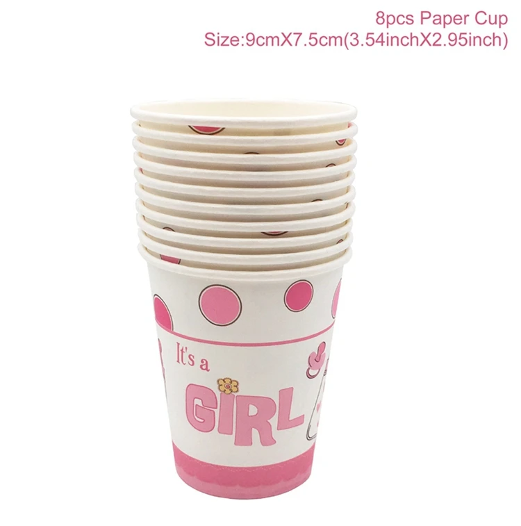 Pink Paper Cup Huiran первый 1 день рождения ребенка баннер флаг 1 2 3 лет с днем рождения детский Декор девочка мальчик детский душ Декор-баннер - Цвет: Pink Paper Cup