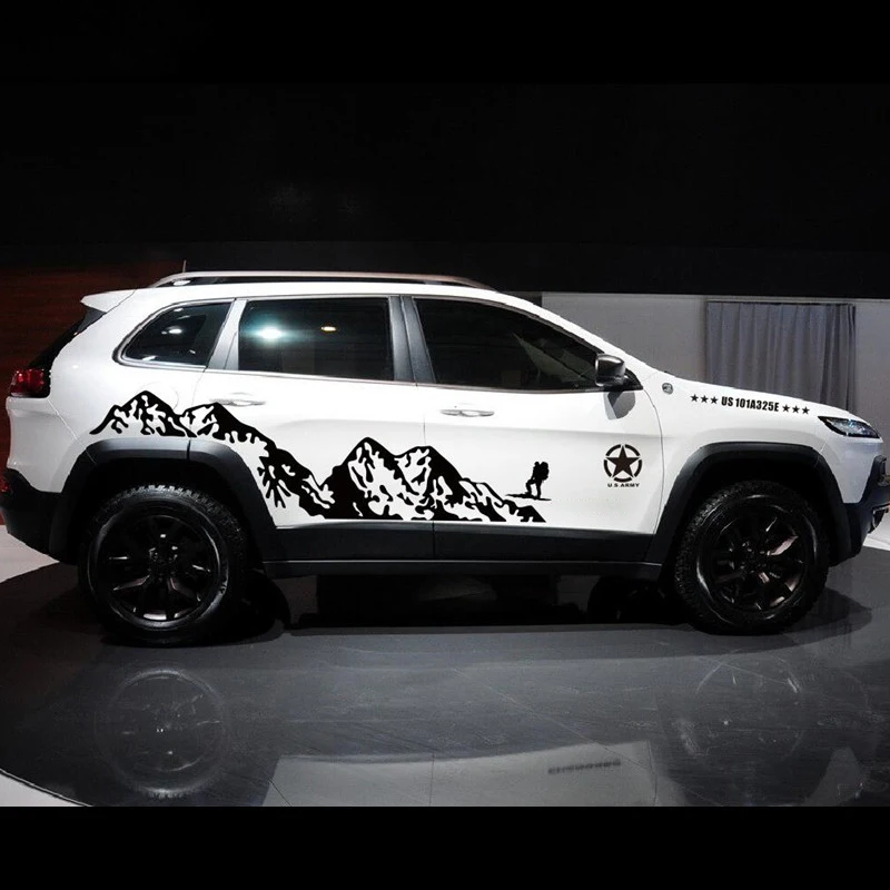 

2021 горы на открытом воздухе спортивные наклейки двери автомобиля боковые украшения Наклейка для Jeep Grand Cherokee Компас виниловая наклейка на те...