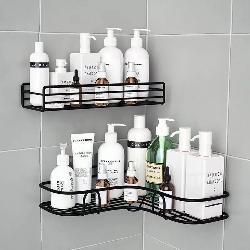 

Rust Stainless Steel Shower Gel Adhesive Shampoo Holder Kitchen Bathroom Wall Storage Rack Shelf Organiser Suction Basket Shelf