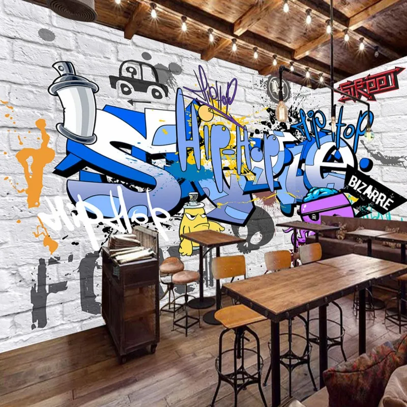 Прямая поставка 3d обои европейский и американский тренд уличные граффити бар KTV