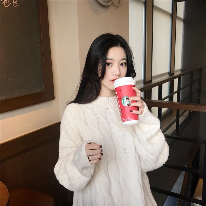 

Knitted Women O-neck Sweater Pullovers Spring Autumn Basic Women Sweaters Pullover Korean Style Loose Sweater