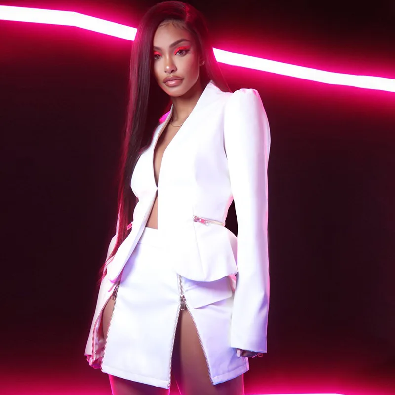 2019 модный пэтчворк Женский комплект из искусственной кожи на молнии