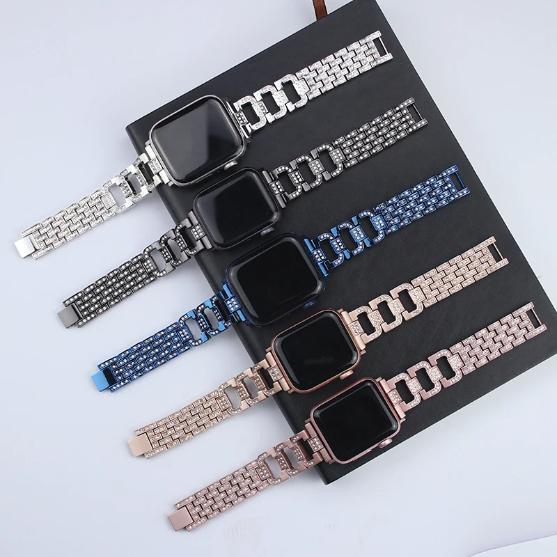 

Women Metal Bracelet For Apple Watch Band 40mm 44mm 6 SE Stainless Steel Diamond Slim Strap Fit Iwatch Series 5 4 3 38mm 42mm