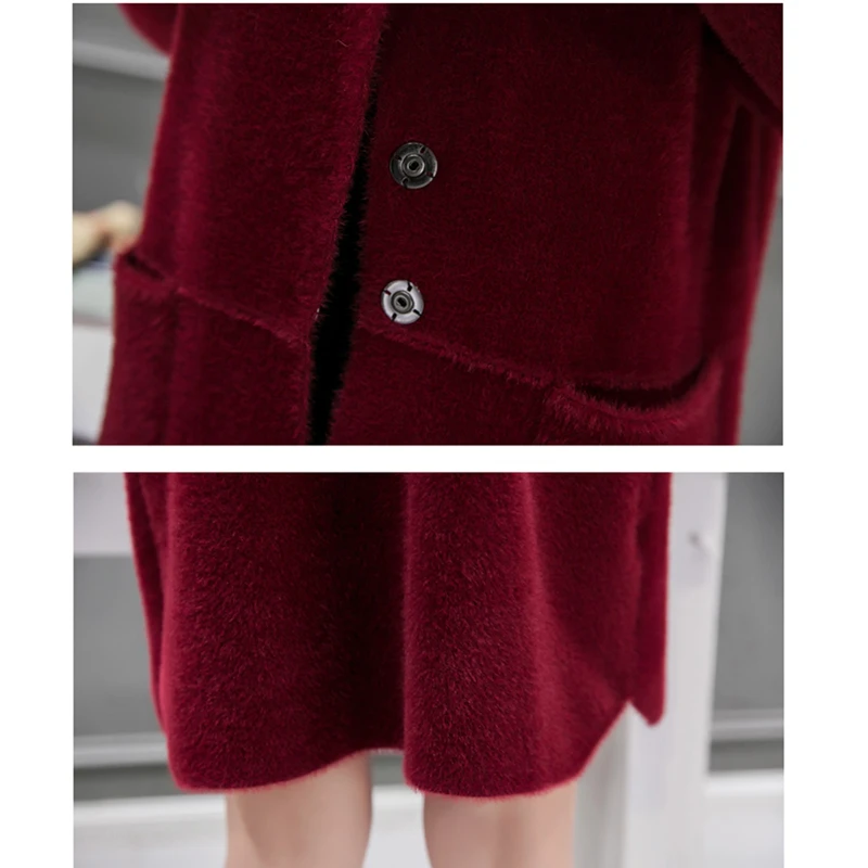 

Fashion Women Autumn Winter Long Faux Mink Cardigan Sweater Coat Elegant Long Sleeve Casual Plus size Slim Mink hair Coat Tide