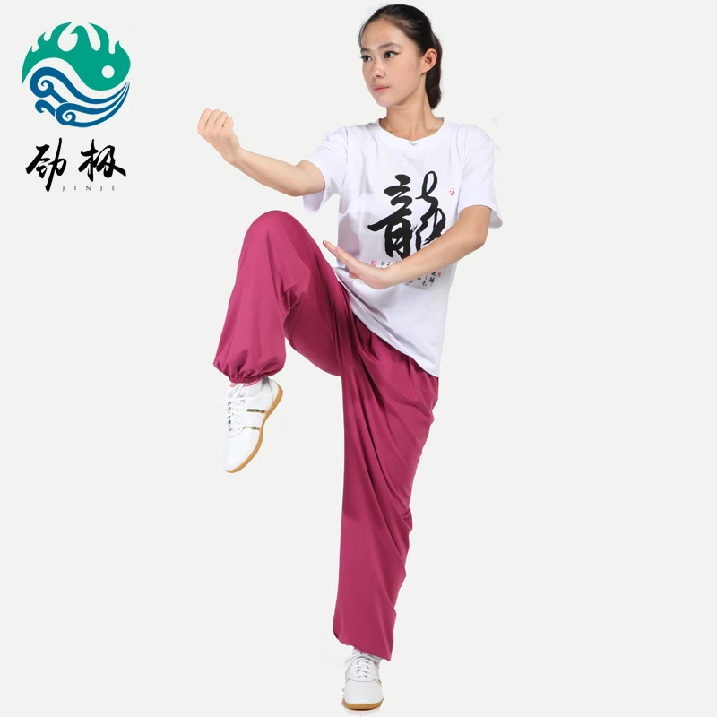 Штаны для занятий боевым спортом Tai Chi серые белые красные синие розовые черные