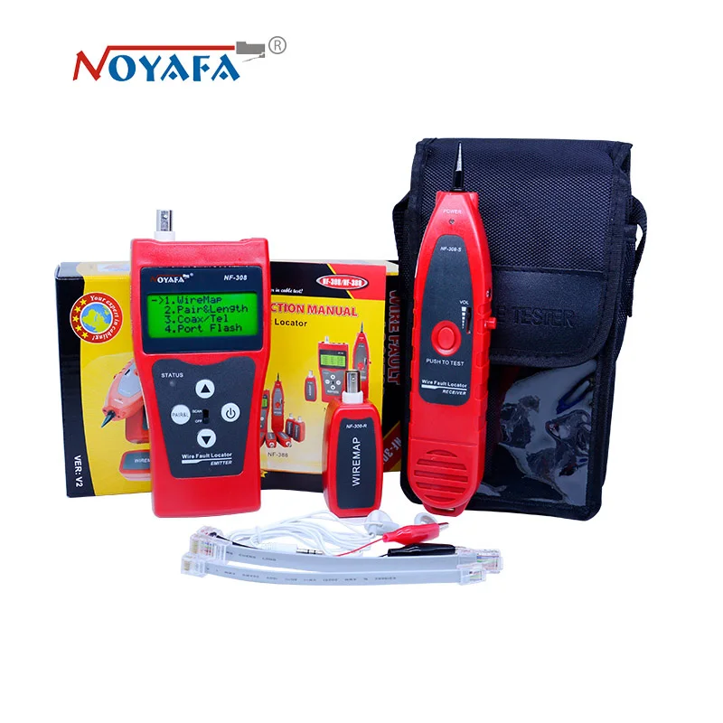 Unique Network monitoring cable tester LCD NF-308 Wire Fault Locator LAN Network Coacial BNC USB RJ45  RJ11 red color NF_308