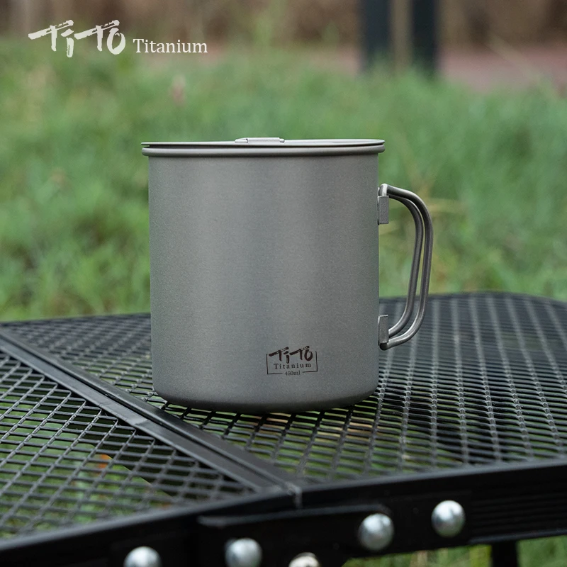 Портативная Ультралегкая чашка Тито из титана однослойная кружка с вытяжной