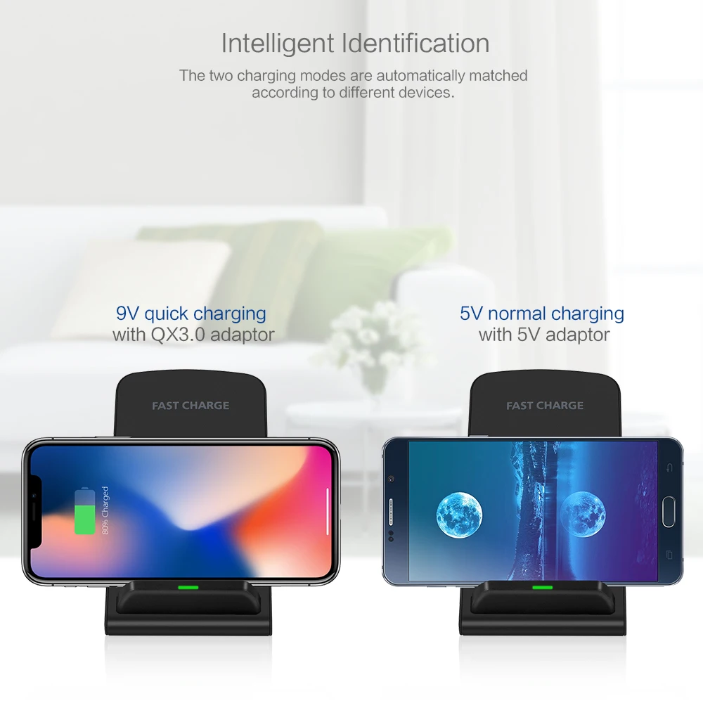 yasoko qi standard wireless charger desk holder stand cell charger dock for iphone xs max xr 8 x phone for samsung s9 s8 s7 free global shipping