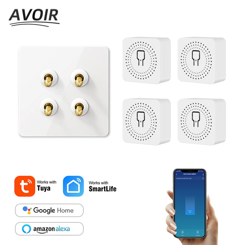 

Avoir Wall Sensor Switch Light Switch Circuit Breaker Tuya Smart Life Wifi Module Control Toggle Switch Electrical Socket White