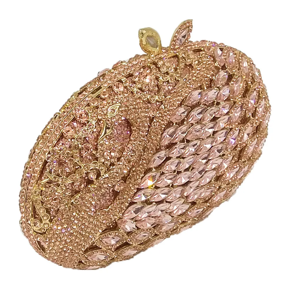 Женский клатч Boutique De FGG розовый Лебедь с кристаллами вечерняя сумочка минодьер