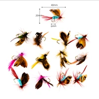 12pcsset fly tying fly fishing lure dry flies hooks feather wing artificial pesca bait lure for carp trout