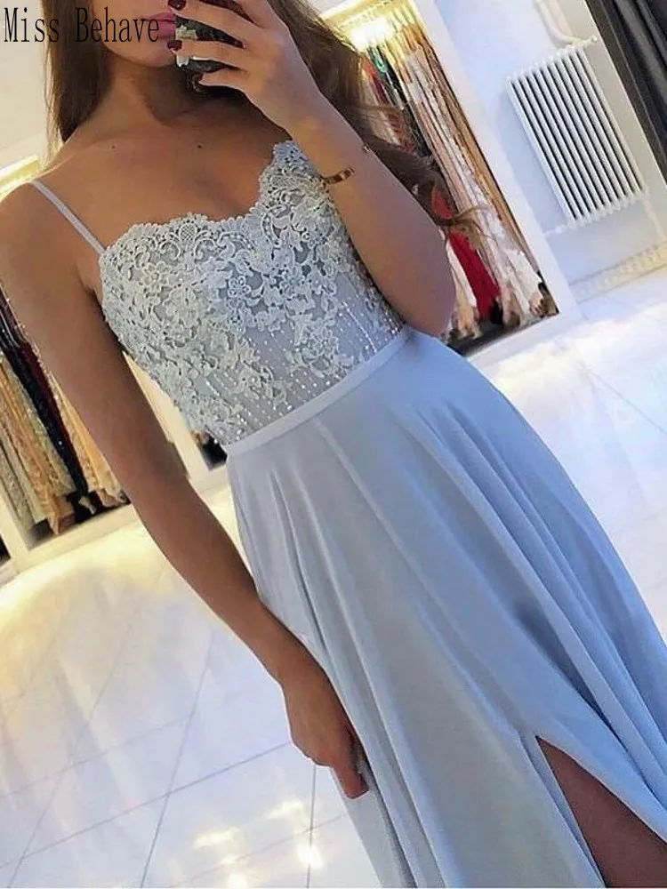 DD JYOY Elegant Chiffon Evening Dress 2020 Long Formal Gown Party Front Split Prom Lace Body | Свадьбы и торжества